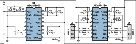 Figure 9. Isolated cable interface including isoPower